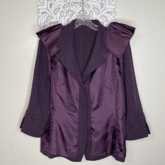 PLAZA SOUTH Women's 14 Jacket Skirt 2-Piece Suit Set 3/4 Sleeve PURPLE BLACK - Picture 4 of 16